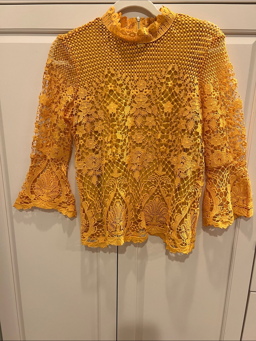 BOLD elements Sunny Yellow Crochet Lace Blouse Small 🆕